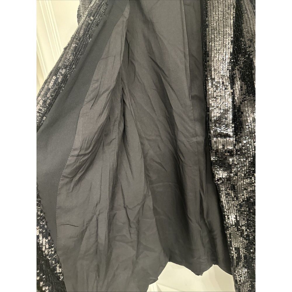 EXPRESS Black Sequin Open Face Boyfriend Tuxedo Blazer Size Small Party Shine - Picture 6 of 14